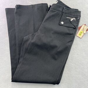 Michael Kors Michael Womens 12 Black Wide Leg Pants Silver Zipper Pockets Y2K